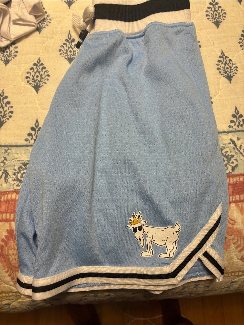 GOAT USA Kids Light Blue Athletic Shorts with Striped Waistband